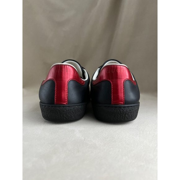 GUCCI ACE MENS BLACK LEATHER SNEAKER 5.5 - Picture 3 of 11